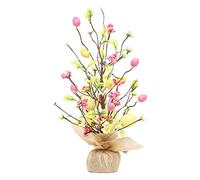 MISNODE 17,7 pollici uovo di Pasqua floreale albero luce, albero LED fai da te bonsai Nightlight, decorazione luminosa per scena da tavolo, luce fatata alimentata batteria per decor domestica, giallo
