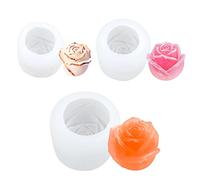 MISNODE 3D Rose Silicone stampo cubo di ghiaccio palla Set di 4, forma cubo di ghiaccio in silicone a forma di rosa stampo per gelato, fiore a forma di rosa stampo per gelato