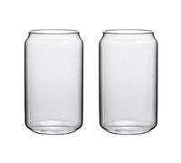 MISNODE Bicchieri, Bicchiere in Vetro con Cannuccia Set da 4 Pezzi, Bicchieri in Vetro a Forma di Lattina, Bicchieri da Birra, Ideale per Cocktail Whisky Vino Frullati Tè Cola(19.6oz * 2pcs)