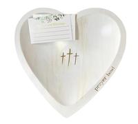 MISNODE Ciotola da Preghiera a Cuore in Legno, Ciotole da Preghiera Artigianali con Carte, Ciotola per Pasta con 24 Carte di Preghiera per Decorazioni Religiose per la Casa (D)