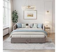 MISNODE Divano Letto Multifunzionale Estensibile 90/180 X 200 cm, Divano Allungabile a 2 Posti con Rete a Doghe, Letto Matrimoniale in Velluto, Grigio, Nessun Materasso (Grigio, 90/180 x 200 cm)