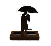 MISNODE Scultura artigianale in ferro candeliere ornamentale, coppia romantica statua per anniversari, decorazione di nozze anniversario coppie regali, ombrello