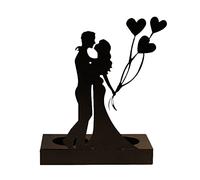 MISNODE Scultura artigianale in ferro candeliere ornamento, coppia romantica statua per anniversari, decorazione di nozze anniversario coppie regali, palloncini