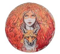 MISNODE Tamburo sciamano, 25,4 cm, motivo: bellezza e lupo, fatto a mano, con bacchetta, un regalo per gli amanti della musica degli strumenti sciamani, decorazioni per le vacanze