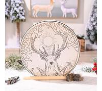 MISNODE Tamburo sciamano, 25 cm Elk Sun modello fatto a mano sciamano tamburo con bacchetta, strumento spirituale, simbolo musicale budda meditatio
