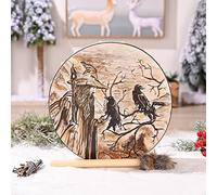 MISNODE Tamburo sciamano, 25 cm vecchio corvo modello fatto a mano sciamano tamburo con bacchetta, strumento spirituale, tamburo siberiano Budda Meditatio Musica Simbolo