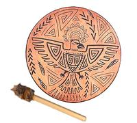 MISNODE Tamburo Sciamano, Tamburo Siberiano con Bacchetta, Tamburo Sciamano Vegetariano da 9,8 Pollici, Simbolo della Musica Spirituale del Tamburo Siberiano, Tamburo Strumento Rotondo Vintage(Aquila)