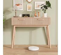 MISNODE Tavolo Consolle Con 2 Cassetti, Tavolino Stretto per Ingresso, Mobile Accento in Legno per Corridoio, Soggiorno, Camera Da Letto, Naturale