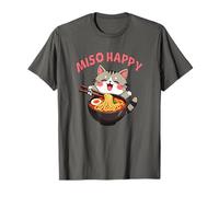 Miso Happy, gioco di parole, cibo giapponese anime Cat Ramen Bowl Maglietta