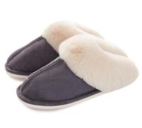 Misolin Pantofole Scamosciate da Donna Uomo Invernali Interne Ciabatte Casa Morbida Autunno Inverno Memoria Schiuma Pavimento Indoor Outdoor,Grigio Scuro L(285)=38.5-40 EU