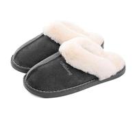 Misolin Pantofole Scamosciate da Donna Uomo Invernali Interne Ciabatte Casa Morbida Autunno Inverno Memoria Schiuma Pavimento Indoor Outdoor,Grigio L(290)=40.5/42 EU
