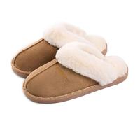 Misolin Pantofole Scamosciate da Donna Uomo Invernali Interne Ciabatte Casa Morbida Autunno Inverno Memoria Schiuma Pavimento Indoor Outdoor,Marrone Chiaro XL(300)=42.5/44 EU