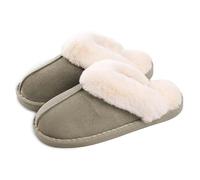 Misolin Pantofole Scamosciate da Donna Uomo Invernali Interne Ciabatte Casa Morbida Autunno Inverno Memoria Schiuma Pavimento Indoor Outdoor,Verde Muschio S(270)=36.5/38 EU