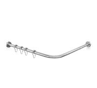 Misounda Bastone Per Tenda Da Doccia Angolare A L 70-100 x 110-170 cm, Asta Per Tenda Da Doccia A Curva Telescopica Senza Foratura, Senza Supporto Soffitto, 304 Acciaio inox, Contiene 18 Anelli