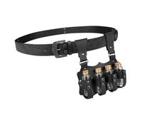 misppro Cintura medievale per alchimia con 4 fiale di sughero per anniversari, camicetta, pantaloni, cintura regolabile in pelle PU 145 x 4 cm, nera