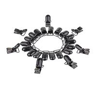 misppro Confezione da 25 clip reggicalze per calze, clip per ciuccio/bavaglini/porta giocattoli, colore nero, 15 mm