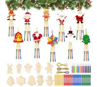 Mispudin 15 Pezzi Campanelli a Vento In Legno di Natale, Decorazioni Natalizie da Colorare, Campane a Vento DIY, Decorazioni Fai Da Te Natale, Fai Da Te Natalizio, Lavoretti Creativi