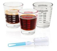 Mispudin 30ml Bicchierini Misurino 3er Set, Bicchierino Graduato Vetro con Pennello, Bicchieri per Caffè Espresso Shot Glass, Bicchiere Graduato Vetro per Cocktail, Tequila (Nero, Bianco, Rosso)
