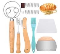 Mispudin Set di 6 Taglierino per Pane - incl. Lama per Pane con 10 Lametta Sostituibili & Custodia Protettiva, Frusta Danese a Mano, 2 Spatola per Pasta, Pennello, Accessori per Panificazione