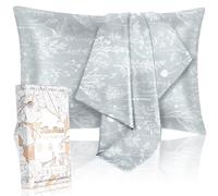 Miss Adola Confezione da 2 federe in seta per capelli e pelle, dimensioni standard 66 x 50,8 cm, motivo floreale, verde salvia, federa in seta morbida e liscia come regalo per dormire, per donne,