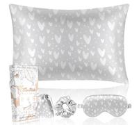 Miss Adola Federa per cuscino in seta di gelso, per capelli e pelle, 19 momme, standard, 66 x 50,8 cm, in raso grigio, con maschera per gli occhi e elastico per gli occhi, morbida federa in raso,