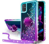 Miss Arts Cover per Samsung Galaxy A51 4G, [Silverback] Custodia Glitter di in Silicone TPU con 360 Gradi Anello e Corda, Pendenza Colore Diamond Liquido Case per Samsung Galaxy A51 4G - Porpora
