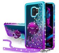 Miss Arts Cover per Samsung Galaxy S9, [Silverback] Custodia Glitter di in Silicone TPU con 360 Gradi Anello e Cordino, Pendenza Colore Diamond Brillantini Liquido Paraurti Antiurto Case - Porpora
