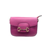 Miss B - Borsa a Tracolla Spalla da Donna in Vera Pelle Made in Italy - Chiusura Zip e Tracolla Removibile 24x17x6 cm (24x17x6 cm, Viola)