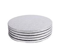Miss Bakery's House® Cake Drum - 12 mm - Ø 25 cm - argento - 5 pezzi - sottobicchieri per torta - piatto - spesso - resistente - rivestito - rotondo