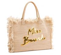 Miss Beach Borsa Mare Donna XL con Zip - Shopper Spiaggia Grande Canvas con Pochette