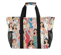 Miss Beautiful World, borsa portaoggetti pieghevole in tela a prova di sabbia, Cartone animato Miss Beautiful World, 1 size, Moda
