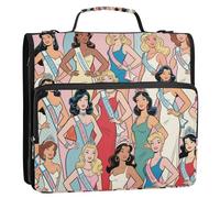 Miss Beautiful World, raccoglitore a 3 anelli con cerniera e manico, 3,8 cm, facile da trasportare, per studenti di medie dimensioni