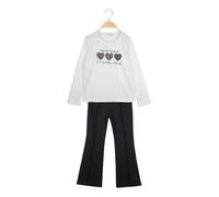 Miss Bellina Completo 2 pezzi da bambina con pantalone luccicante - bianco