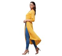 Miss Chase Maxi top da donna con scollo a V e maniche a 3/4, Giallo Dorato, 50
