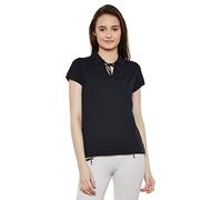 Miss Chase Top da donna rosso con collo a polo, Blu navy, 40