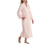 Miss Elaine Accappatoio In Fleece Con Zip E Maniche Lunghe, Pesca, Grande