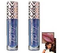Miss Lady Diamond Black,Black Glitter Lipstick,Glitter Liquid Color Changing Lipsticks,Sparkling Glossy Liquid Lipstick Lip Gloss For Women (2PCS,#4)