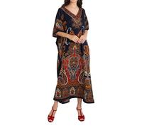 Miss Lavish London Blue Kaftan Dresses for Women - Versatile Beach Coverups Plus Size African Dubai & Moroccan Kaftans - Ideal for Loungewear & Swimwear Modern Caftans Long Dresses XL