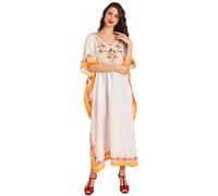 Miss Lavish London K-152 Caftano, 152-crema e Oro, XL Donna