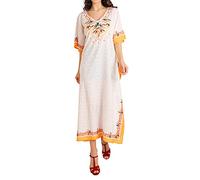 Miss Lavish London K-152 Caftano, 152-crema e Oro, XL Donna