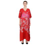 Miss Lavish London Kaftan Tunica Multiplo Taglie Compreso più Taglia Spiaggia Copertina su, Maxi Vestito, Biancheria da Notte Elegante e Affascinante chimono [Rosso 46-50]