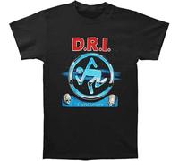 MISS LILLY D.R.I. Men' Crossover T-Shirt Casual Graphic Comfortable Tees Black M