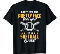 MISS LILLY Don't Let The Pretty Face Fool You - I'm A Softball Beast T-Shirt Black XL