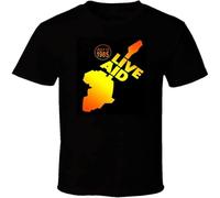 MISS LILLY Live Aid Band Aid Month 1985 Band Logo T-Shirt Men Black XXL