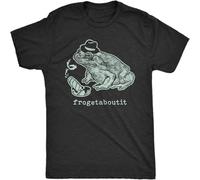 MISS LILLY Men's Frogetaboutit Tshirt Funny Italian Mafia Frog Sarcastic Graphic Novelty Tee T-Shirt Black XL