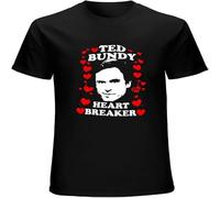 MISS LILLY Ted Bundy Heart Breaker Mens T-Shirt Printed Graphic Top Unisex Tee Black XL
