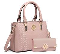 Miss Lulu Borsa a Mano Donna Nero Medie, Borse Tracolla PU Pelle, Tote Spalla Bag Eleganti, Tracolla Regolabile per Viaggi, Università e Lavoro