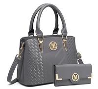 Miss Lulu Borsa a Mano Donna Nero Medie, Borse Tracolla PU Pelle, Tote Spalla Bag Eleganti, Tracolla Regolabile per Viaggi, Università e Lavoro