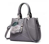 Miss Lulu borsa a tracolla effetto pelle Pom Pom decorazione elegante borsa a tracolla pratica da donna Grigio
