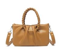 Miss Lulu Borsa a tracolla pelle PU con spilla regolabile rimovibile Piccola borsa con manico superiore intrecciato (marrone)